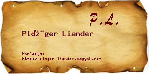 Pláger Liander névjegykártya
